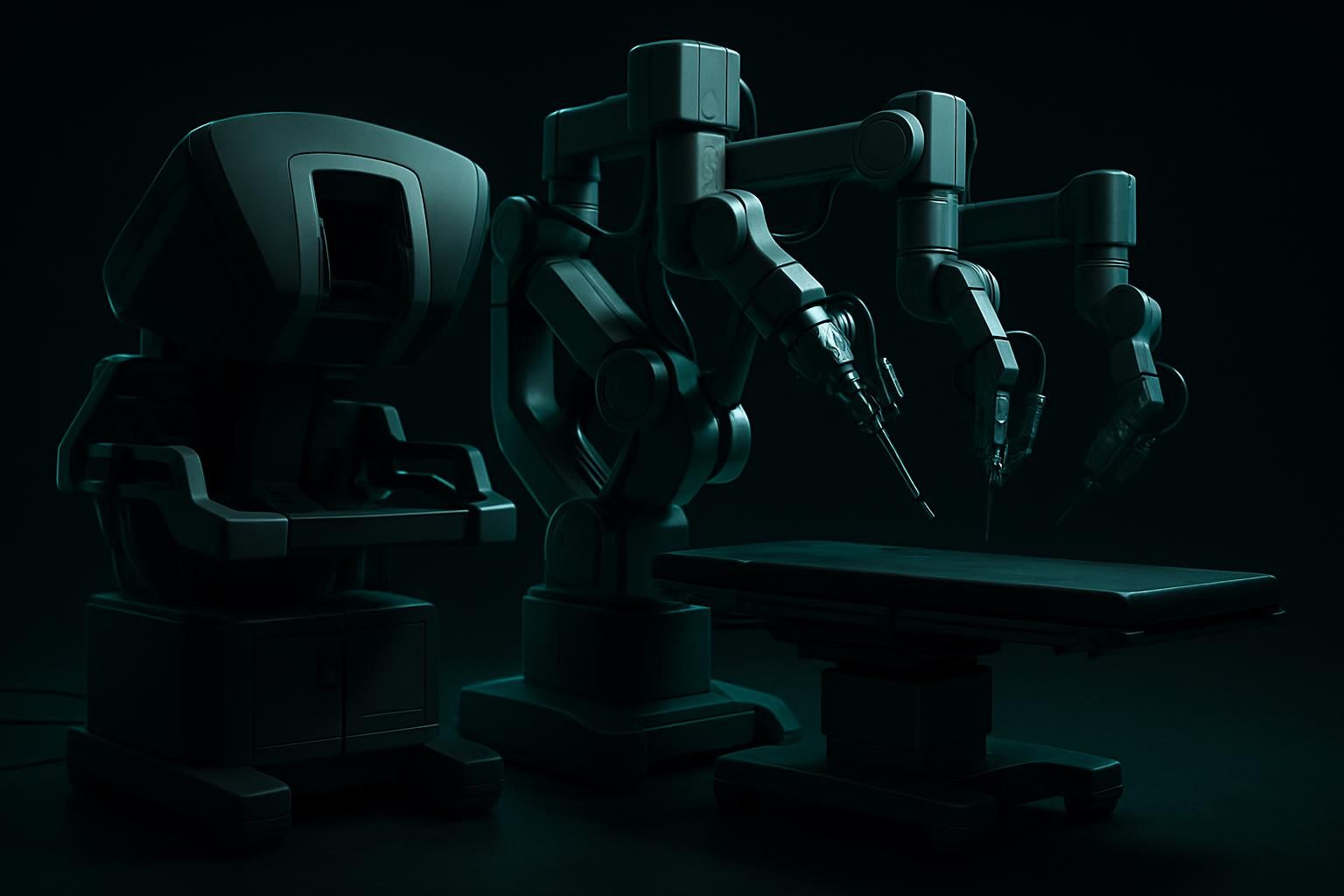 Large console-based surgical robot in a hospital theatre